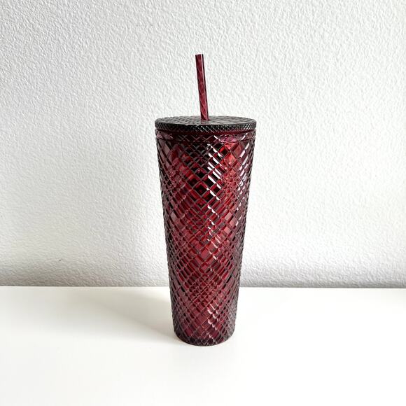 NEW 2022 Starbucks 24oz Cold Drink Cup Diamond Studded Tumbler Gift - Red - Picture 3 of 4
